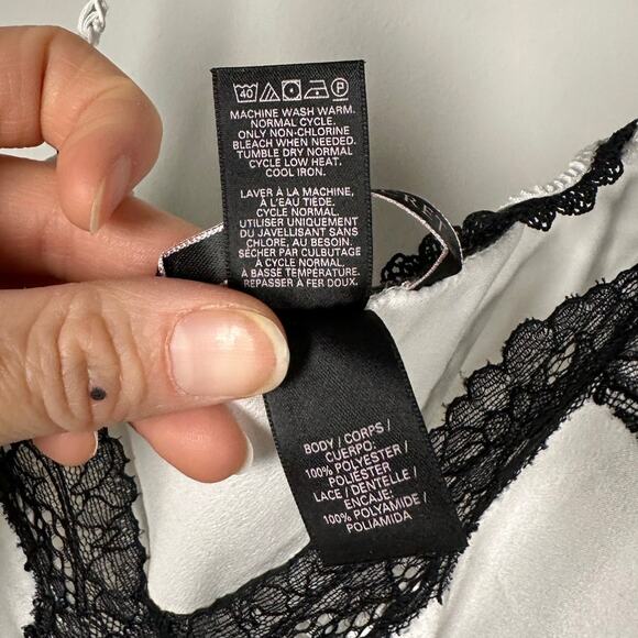 Victoria's Secret White & Black Satin Lace Chemise Women's Medium - Picture 7 of 7